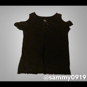 Justice black shoulder hole top